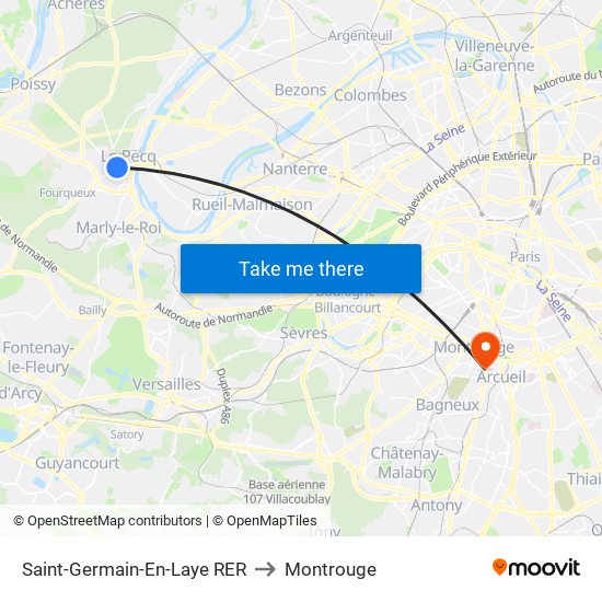 Saint-Germain-En-Laye RER to Montrouge map