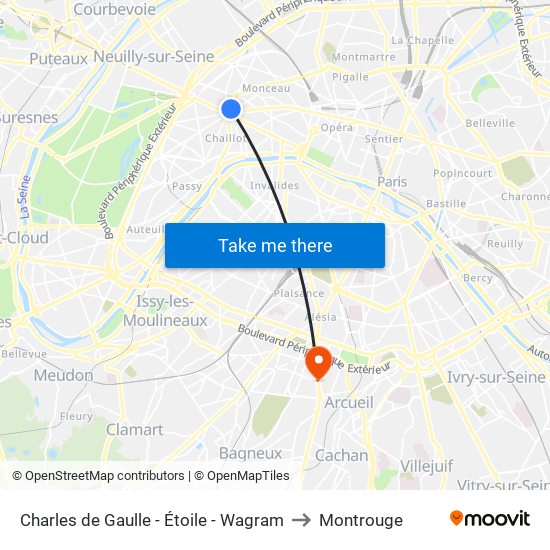 Charles de Gaulle - Étoile - Wagram to Montrouge map