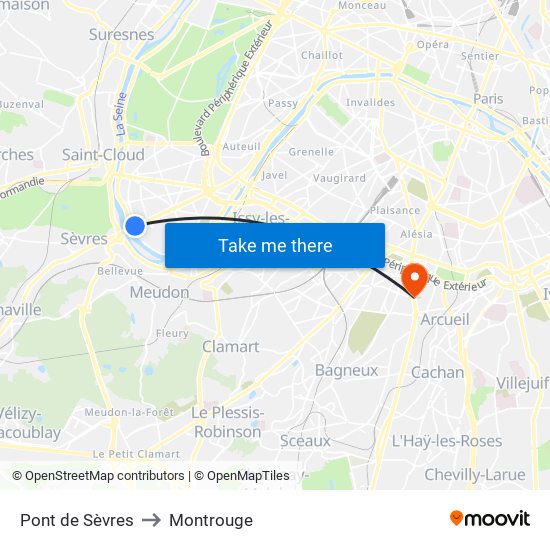 Pont de Sèvres to Montrouge map