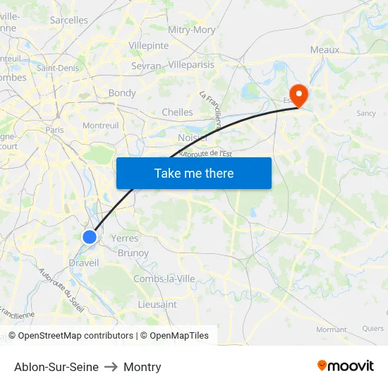 Ablon-Sur-Seine to Montry map