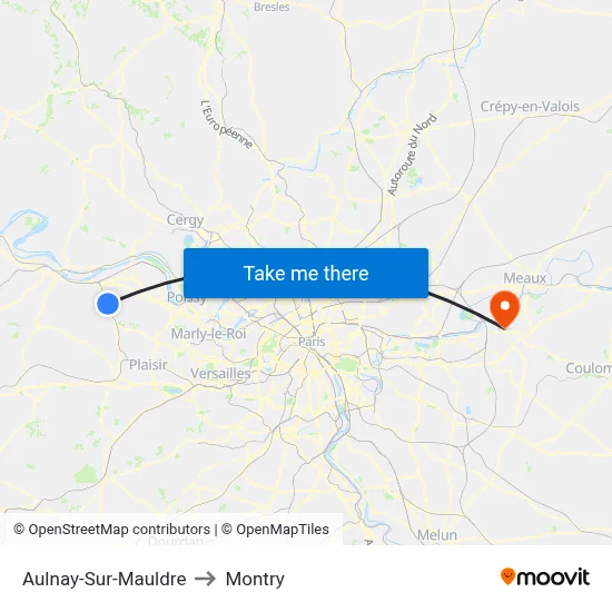 Aulnay-Sur-Mauldre to Montry map