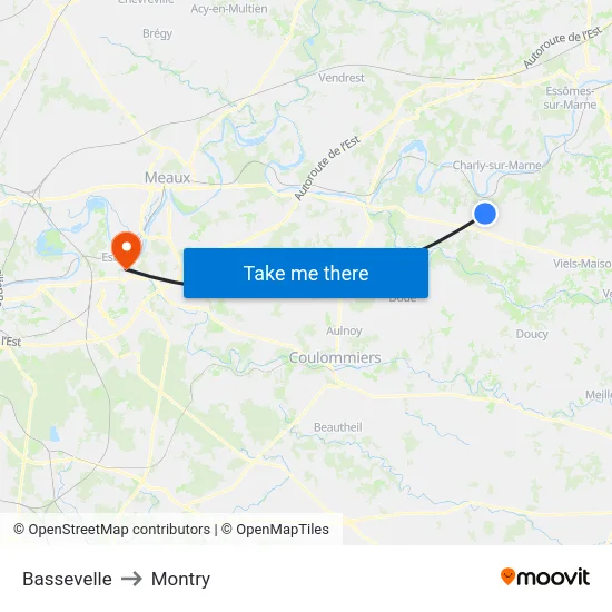 Bassevelle to Montry map