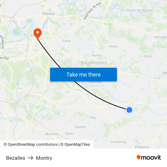 Bezalles to Montry map