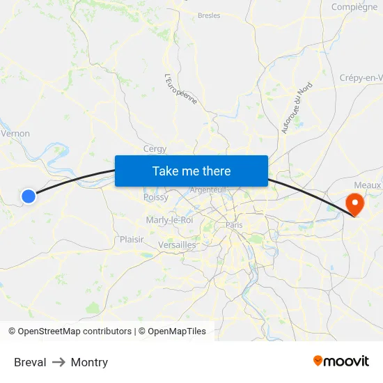 Breval to Montry map