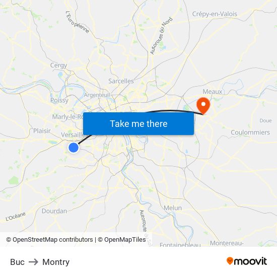 Buc to Montry map