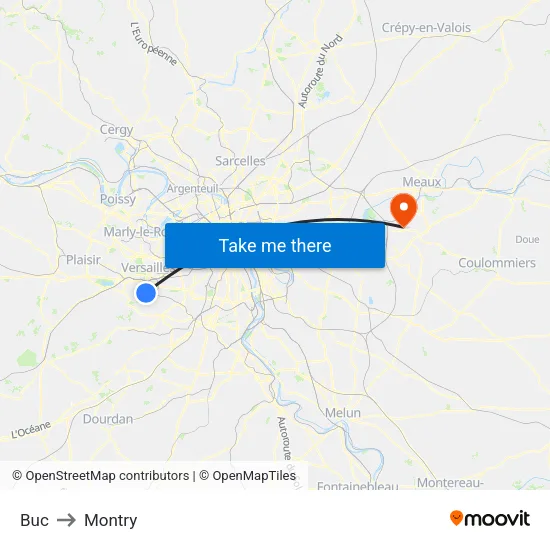 Buc to Montry map