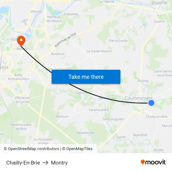Chailly-En-Brie to Montry map