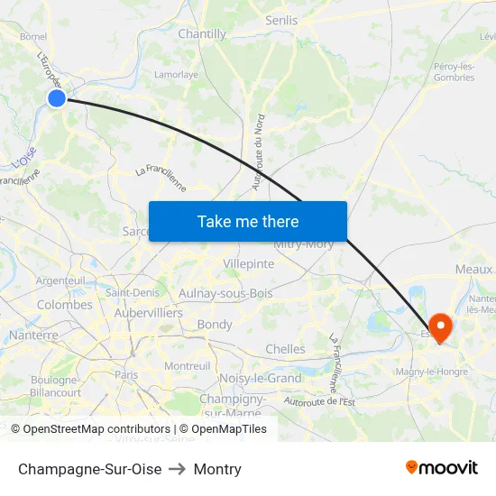 Champagne-Sur-Oise to Montry map