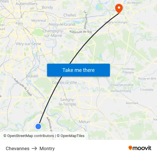 Chevannes to Montry map