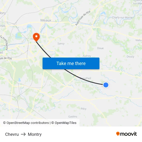 Chevru to Montry map