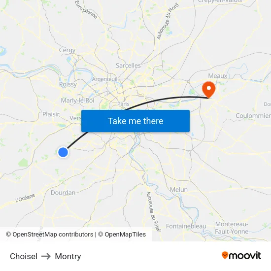 Choisel to Montry map