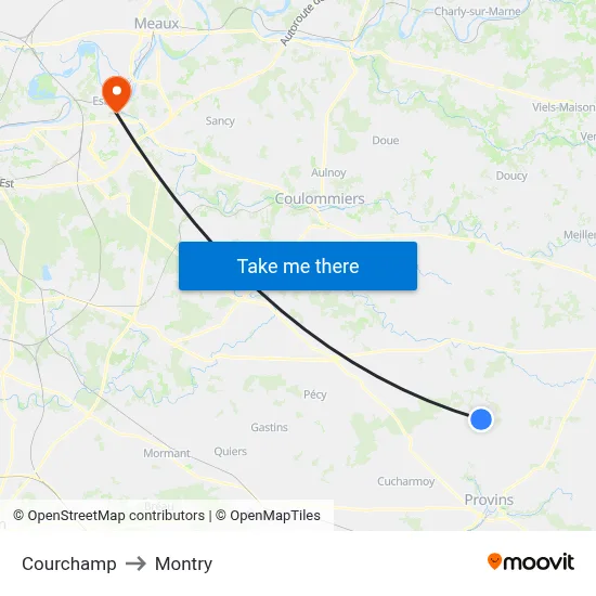 Courchamp to Montry map