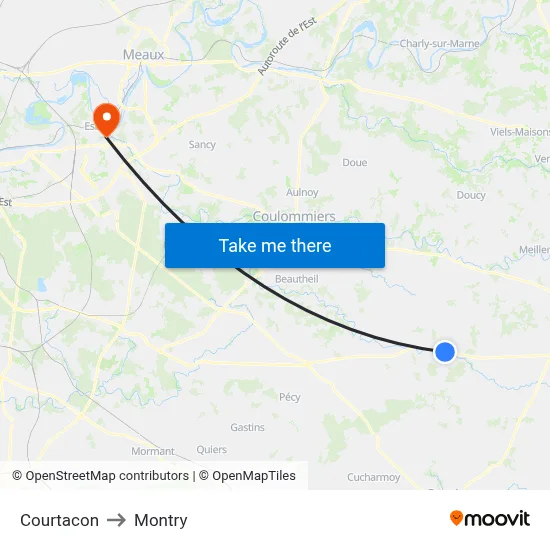 Courtacon to Montry map