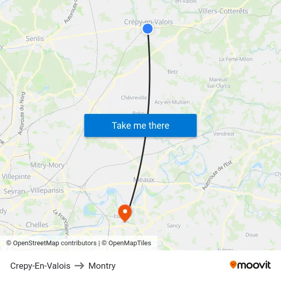 Crepy-En-Valois to Montry map
