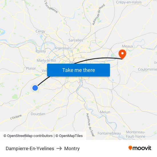 Dampierre-En-Yvelines to Montry map