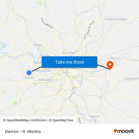 Davron to Montry map