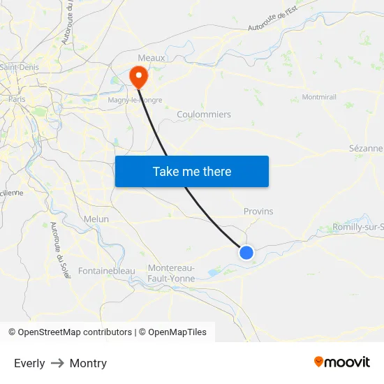 Everly to Montry map