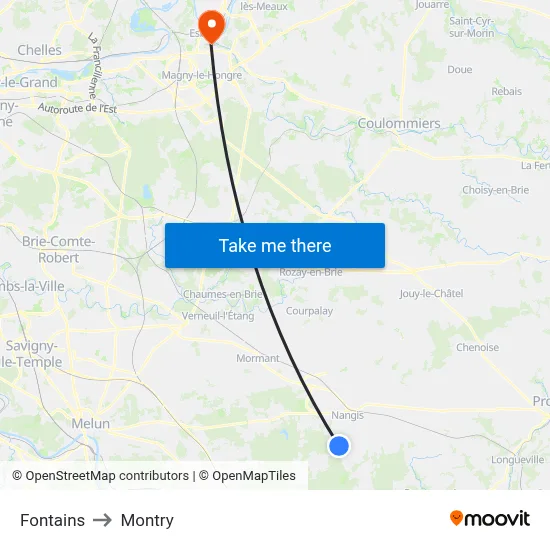 Fontains to Montry map