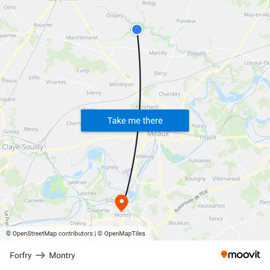 Forfry to Montry map