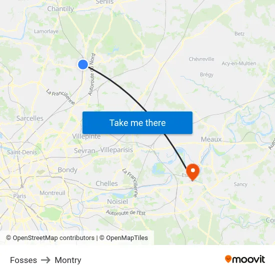 Fosses to Montry map