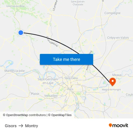 Gisors to Montry map