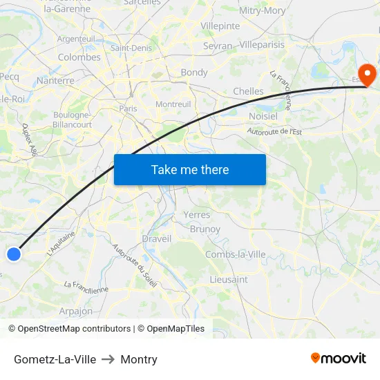 Gometz-La-Ville to Montry map
