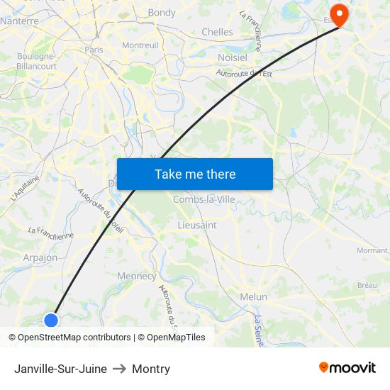 Janville-Sur-Juine to Montry map