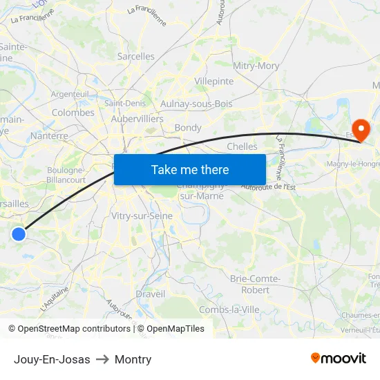 Jouy-En-Josas to Montry map