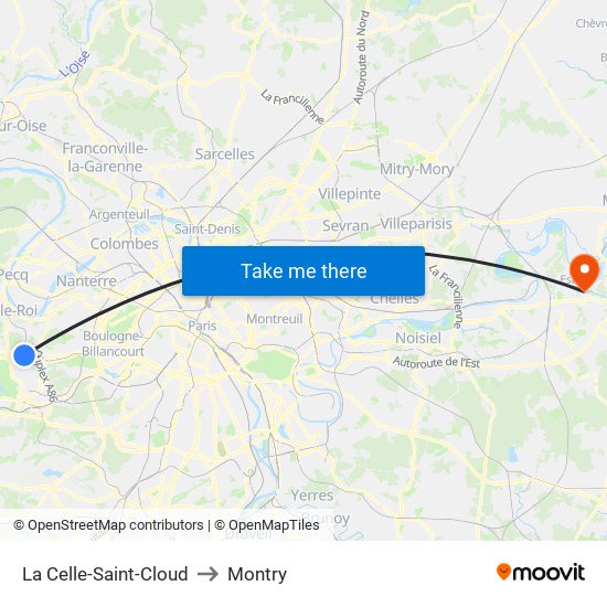 La Celle-Saint-Cloud to Montry map