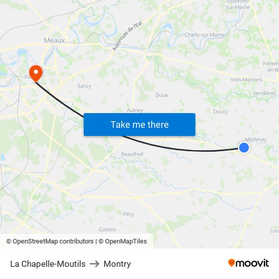 La Chapelle-Moutils to Montry map