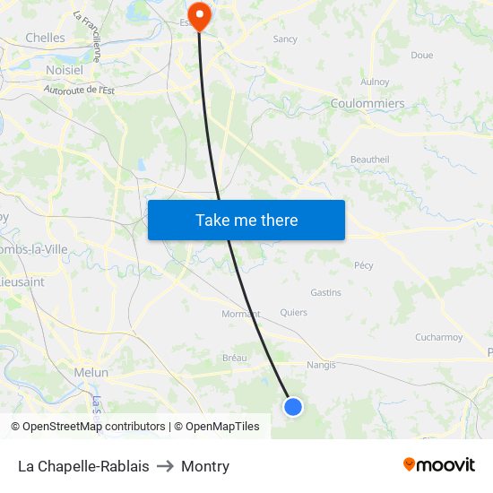 La Chapelle-Rablais to Montry map