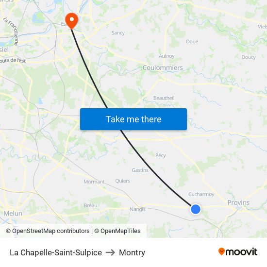La Chapelle-Saint-Sulpice to Montry map
