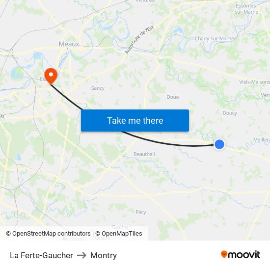 La Ferte-Gaucher to Montry map