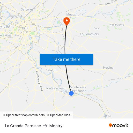 La Grande-Paroisse to Montry map