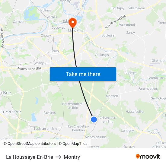 La Houssaye-En-Brie to Montry map