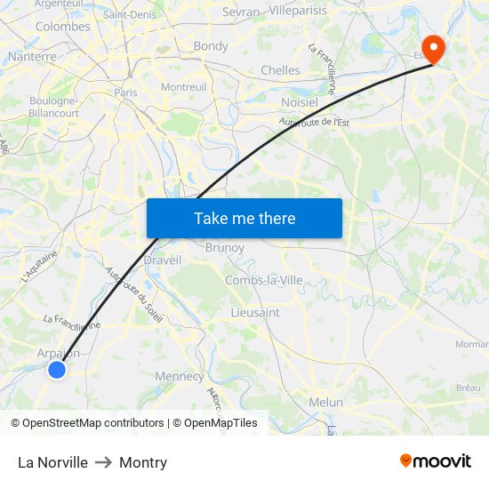 La Norville to Montry map