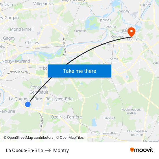 La Queue-En-Brie to Montry map
