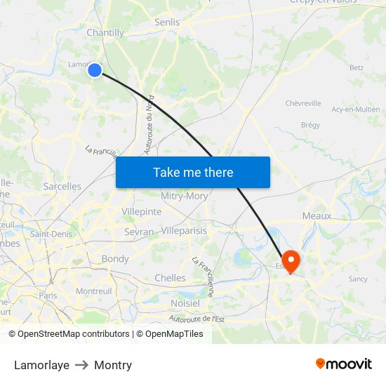 Lamorlaye to Montry map
