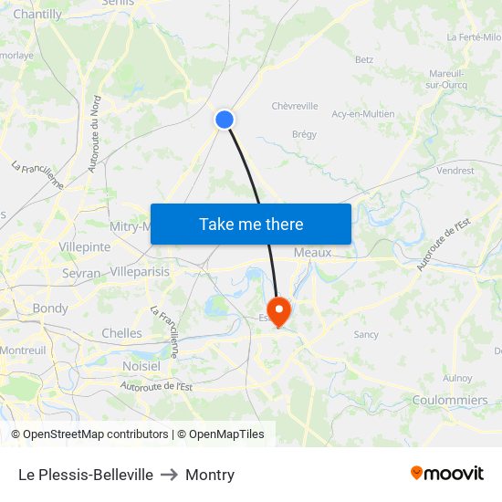 Le Plessis-Belleville to Montry map
