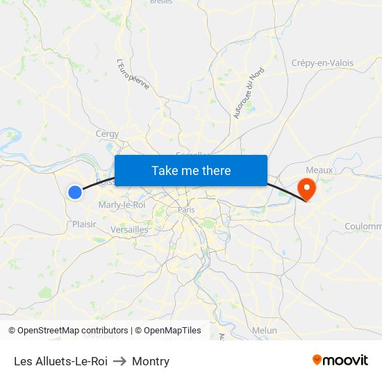 Les Alluets-Le-Roi to Montry map