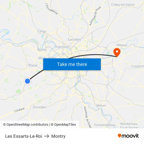 Les Essarts-Le-Roi to Montry map