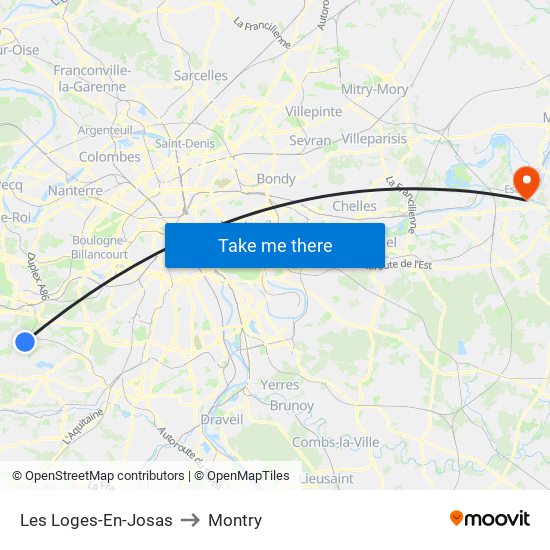 Les Loges-En-Josas to Montry map