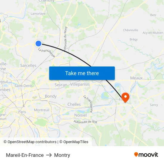 Mareil-En-France to Montry map