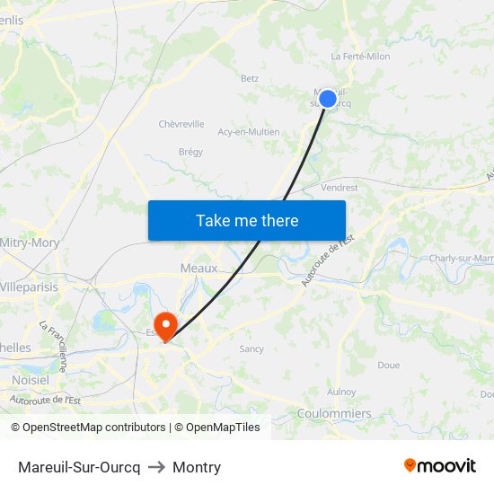 Mareuil-Sur-Ourcq to Montry map