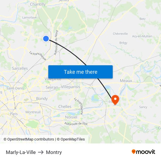 Marly-La-Ville to Montry map