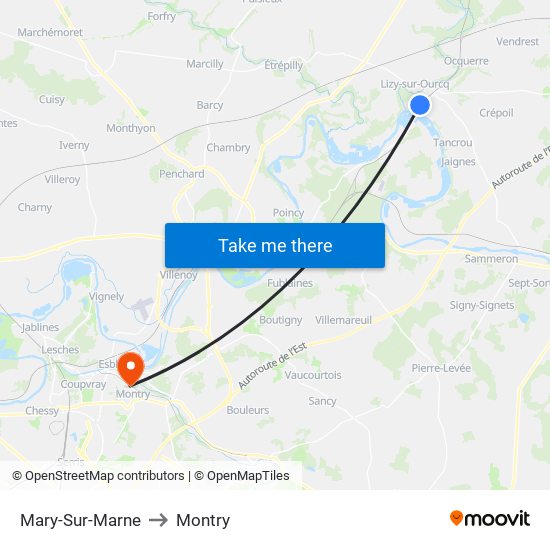 Mary-Sur-Marne to Montry map