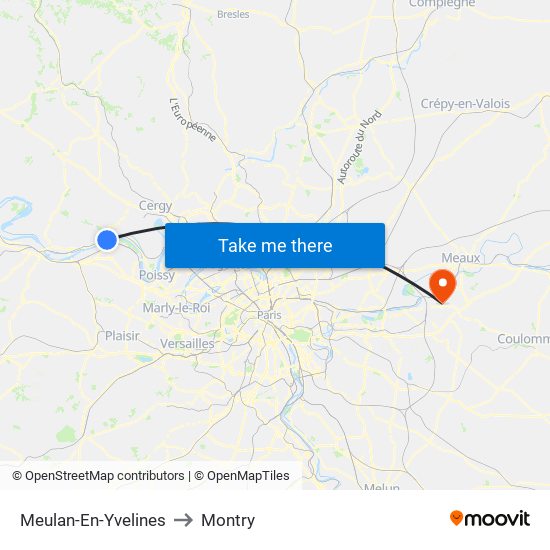 Meulan-En-Yvelines to Montry map