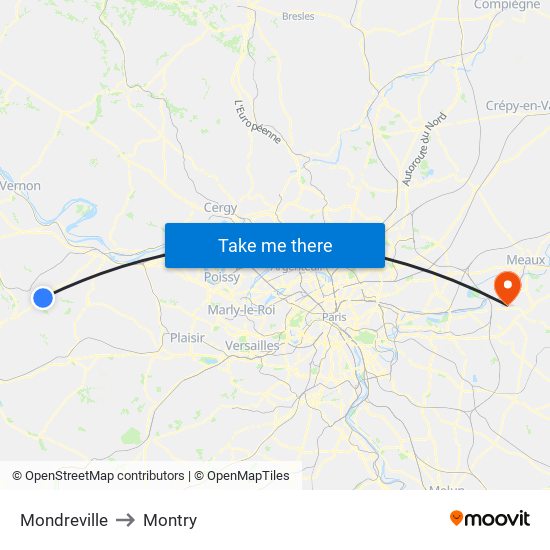 Mondreville to Montry map