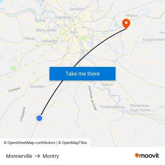 Monnerville to Montry map
