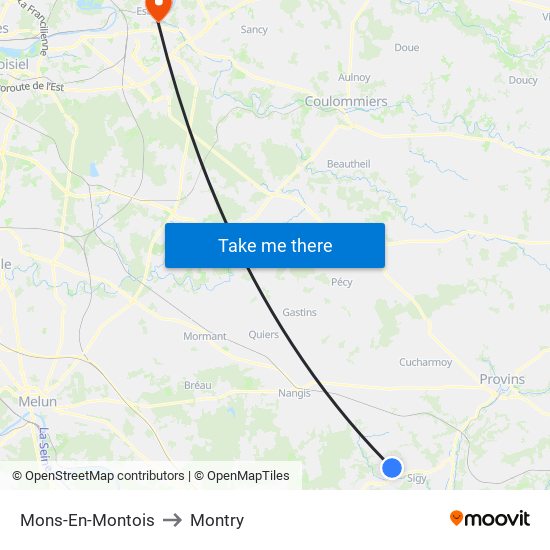Mons-En-Montois to Montry map